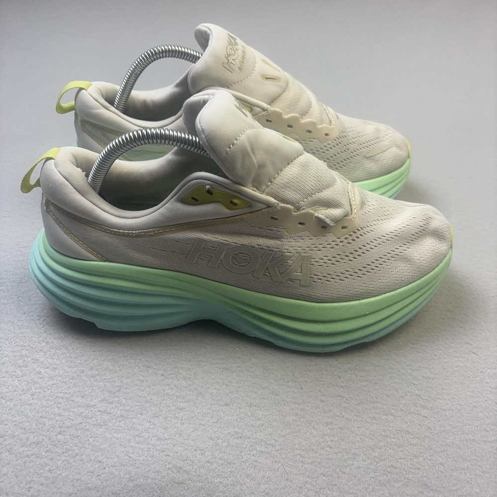 Hoka One One Bondi 8 Shoes Womens Size 9.5 White Running Sneakers 1127952 BDBSO